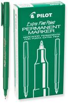 Marcadores permanentes PILOT Extra Fine Point Green Ink x12