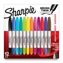Marcadores permanentes Sharpie Brush Twin Brush/Ultra Fine 12 unidades