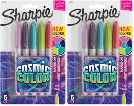 Marcadores permanentes Sharpie Cosmic Color Fine Point 5 peças x 2 Marcadores permanentes Sharpie Cosmic Color Fine Point 5 peças x 2