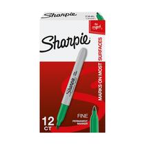 Marcadores permanentes Sharpie Fine Point Green 12 unidades