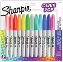 Marcadores permanentes Sharpie Glam Pop, Fine Point, pacote com 12 Marcadores permanentes Sharpie Glam Pop, Fine Point, pacote com 12