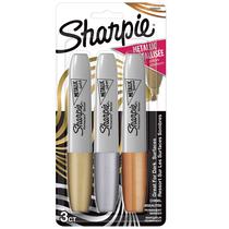 Marcadores permanentes Sharpie Metallic Chisel Tip 3 cores Marcadores permanentes Sharpie Metallic Chisel Tip 3 cores