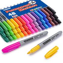 Marcadores permanentes TOMPEN, pacote com 48 unidades, ponta fina, 16 cores Marcadores permanentes TOMPEN, pacote com 48 unidades, ponta fina, 16 cores