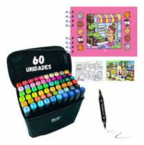 Marcadores Ponta Dupla Touch 60 Unidades com Livro de Pintura Marcadores Ponta Dupla Touch 60 Unidades com Livro de Pintura