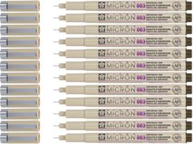 Marcadores Sakura Pigma Micron 003 Punta Fina Paquete de 12 Sepia