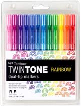 Marcadores Tombow Twin Tone Ponta Dupla 12 Cores Rainbow Lettering