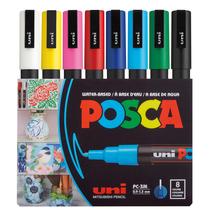 Marcadores Uni Posca 3M Fine Reversíveis - Conjunto com 8 Cores