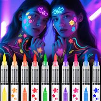 Marcadores UV para rosto e corpo nsxsu Glow in The Dark 10 cores