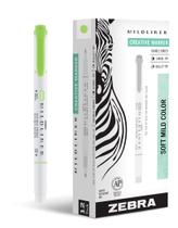 Marcadores Zebra Pen Mildliner de ponta dupla, pacote com 12 unidades, verde suave