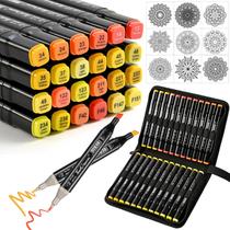Marcadores ZZWUAPT Kit de Arte com 24 Cores e Duas Pontas à Base de Álcool Marcadores ZZWUAPT Kit de Arte com 24 Cores e Duas Pontas à Base de Álcool