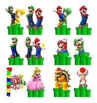 Mario Bros Novo - 12 Displays De Festa De 20cm Totens