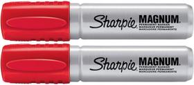 Marker Sharpie Magnum, vermelho permanente, com ponta de cinzel de grandes dimensões, pacote com 2 unidades Marker Sharpie Magnum, vermelho permanente, com ponta de cinzel de grandes dimensões, pacote com 2 unidades