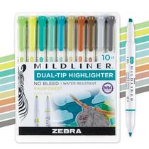 Marker Zebra Pen Mildliner, marcador de ponta dupla, pacote com 10