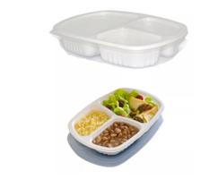 Marmita Com Tampa 850ml de 3 Divisórias 100% BPA Free G331 com10 unidades