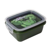 Marmita de Plástico Hermética Com Compartimento e Trava 630ml Hulk Marvel