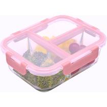 Marmita De Vidro Divisórias Compartimento Rosa Divisões Pote Geladeira Marmita De Vidro Divisórias Compartimento Rosa Divisões Pote Geladeira