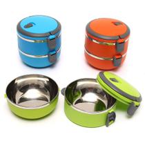Marmita Dupla De Aço Inox Térmica Box Bebes Crianças Papinha