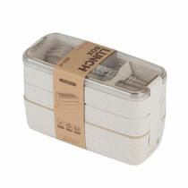 Marmita Eco Box 3 Andares 900 Ml + Garfo e Colher BPA Free COR:BEGE Marmita Eco Box 3 Andares 900 Ml + Garfo e Colher BPA Free COR:BEGE