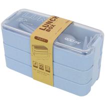 Marmita Ecologica Etilo Japonesa (Bento) Com 3 Compartimentos e Talheres 900ml - Refeição, Treino