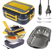 Marmita Elétrica 110V e 12V Portátil para Carro Trabalho Escritório Com Divisórias Talher