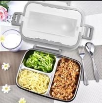 Marmita Elétrica com 3 Divisórias Lancheira Aquecida Ideal Para Viagem 1,5L 110V / 12V-24V Veicular