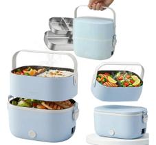 Marmita Elétrica Multifuncional 2 Andares 1L Inox Térmica Fitness Lancheira 110v