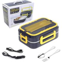 Marmita Elétrica Portátil Automática Carro Lancheira Elétrica Térmica 40w 3 Pratos Veicular E Tomada