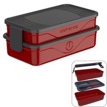 Marmita Fit California Dupla com Talheres e Divisórias 1,3L Unitermi Escolha sua cor