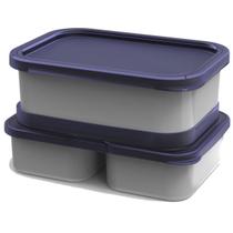 Marmita Fit Prática Tripla Potes Para Alimentos Com Tampa