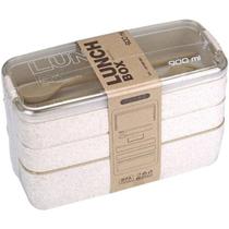 Marmita Fitness Lunch Box 900ml 3 Divisórias Colher Garfo Marmita Fitness Lunch Box 900ml 3 Divisórias Colher Garfo