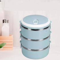 Marmita Hermética Tripla Redonda 2,1 Litros Fit Inox Térmica