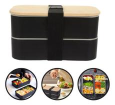 Marmita Lancheira Dupla C/ Divisória Talher Bento Box Fit