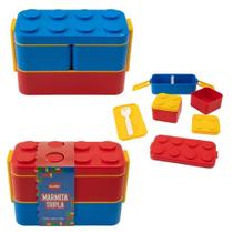 Marmita Lancheira Infantil Blocos Com Divisórias e Talher - Clink Marmita Lancheira Infantil Blocos Com Divisórias e Talher - Clink