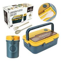 Marmita Lunch Box Pote Com Divisoria Talher 1500 Ml E Copo