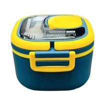 Marmita Plástica Estudantil Grande Capacidade, Micro-ondas E Isolada, Com Talheres E Caixa Para