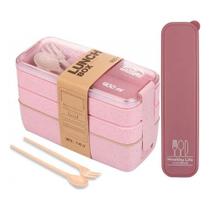 Marmita Pote Lancheira 2 Andares Bento Box 900ml + Porta Talher Jacki Design Contém Garfo E Talher