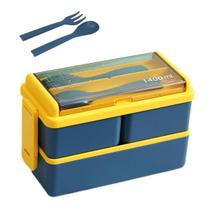 Marmita Pote Lunch Box Lancheira Divisória Para Alimentos Escola Trabalho Viagem Piquenique Com Garfo e Colher Ecológica - Click&Compre