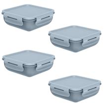 Marmita Potes OU com Travas Herméticas 4un Azul Quadrada Marmita Potes OU com Travas Herméticas 4un Azul Quadrada