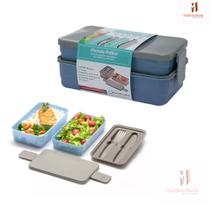 Marmita Prática Com Divisórias E 2 Andares - Kit Com Talher - Paramount