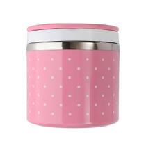 Marmita Térmica Aço Inox C/ Parede Dupla 450 ml Redonda C/ Alça Retrátil Mantém o Alimento Aquecido