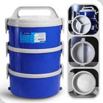 Marmita Termica Com e Sem Divisoria Kit 3 Peças 1,5L Alça Trava Soprano