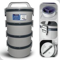 Marmita Termica Com e Sem Divisoria Kit 4 Peças 1,5L Alça Trava Soprano