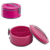 Marmita Térmica Plastico 2 Divisórias Trava Lateral Rosa 1,5l