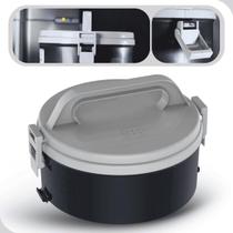 Marmita Térmica Preta Soprano 1,5L Sem Divisória Micro-ondas Alça Trava