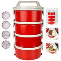 Marmita Térmica Tekcor 1,5 Litros Vermelha 2 Simples 1 Dupla 1 Tripla Soprano