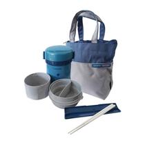 Marmita Térmica Zojirushi 2 Potes e Bolsa Aqua Blue 670 Ml