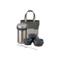 Marmita Térmica Zojirushi 3 Potes Cinza 840 Ml Vacuo Japão Marca Original com Qualidade Durabilidade Alta Retenção termica Uso Quente e Fria