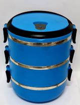 Marmita Tripla Aço Inox Vedação Térmica 3 Compartimentos Box - Monaliza MZ-78001 Marmita Tripla Aço Inox Vedação Térmica 3 Compartimentos Box - Monaliza MZ-78001