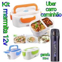 Marmita veicular caminhão Uber 12v com garrafa térmica inox 500ml