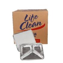 Marmitex de Alumínio com 3 Divisões e Tampa 900ml Caixa com 100un Life Clean